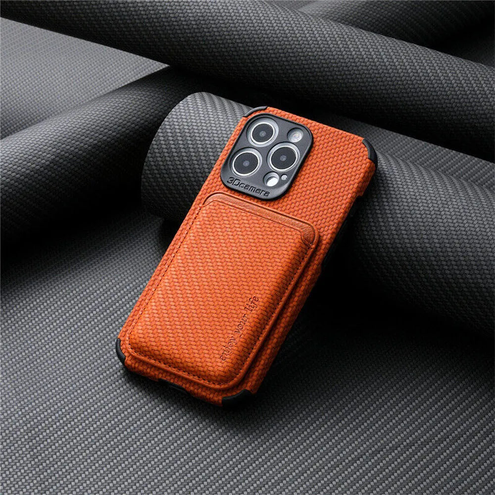 Carbongewebe Magsafe Wallet Case - iPhone Hülle & Wallet orange
