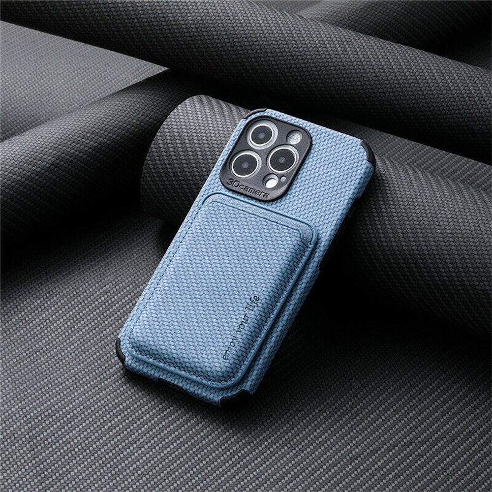 Carbongewebe Magsafe Wallet Case - iPhone Hülle & Wallet blau