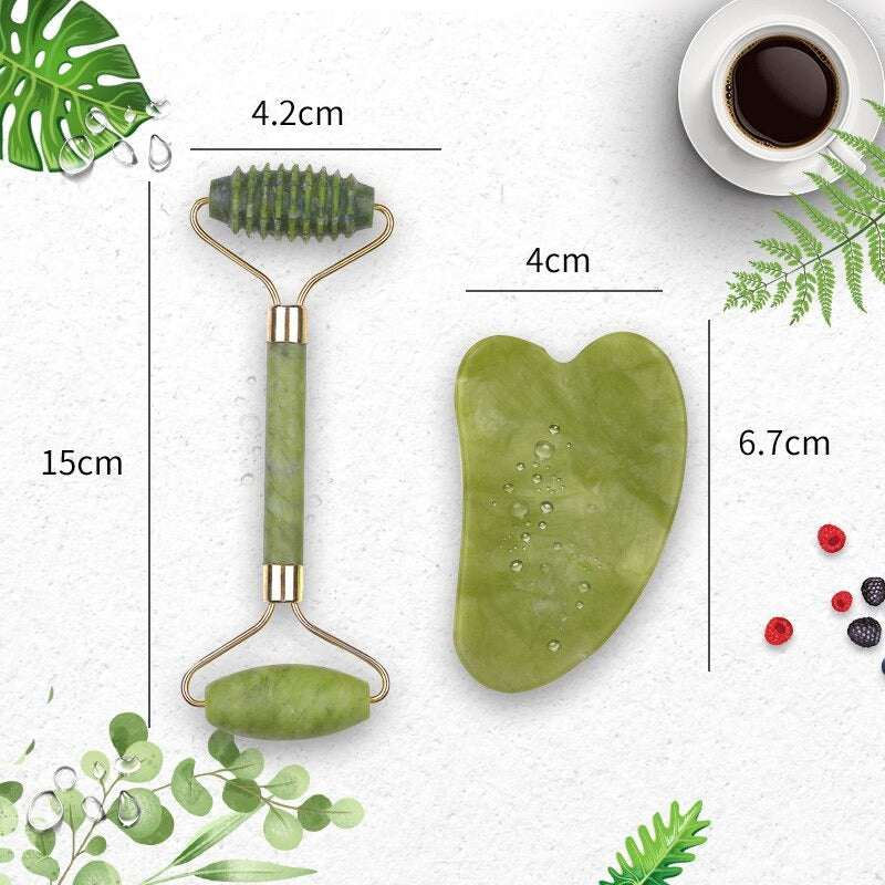 Gesichts Wellness - Jade Roller und Gua Sha Stein