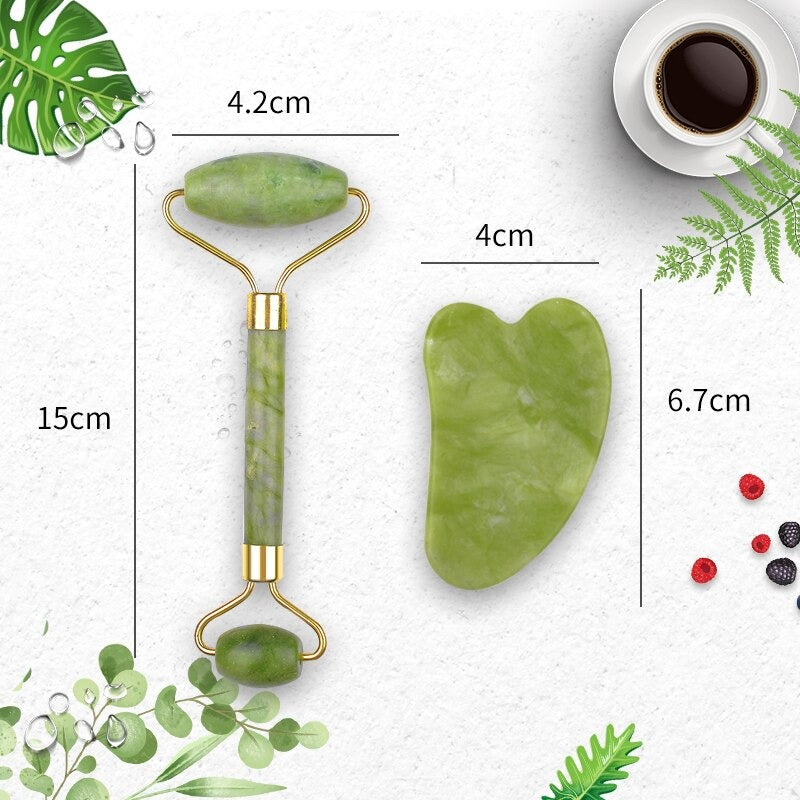 Gesichts Wellness - Jade Roller und Gua Sha Stein