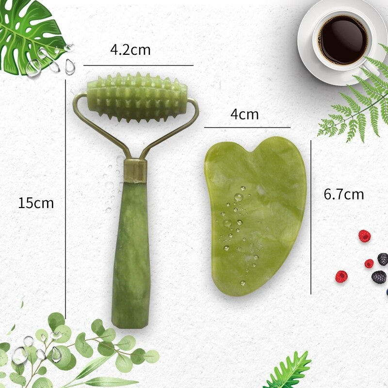 Gesichts Wellness - Jade Roller und Gua Sha Stein