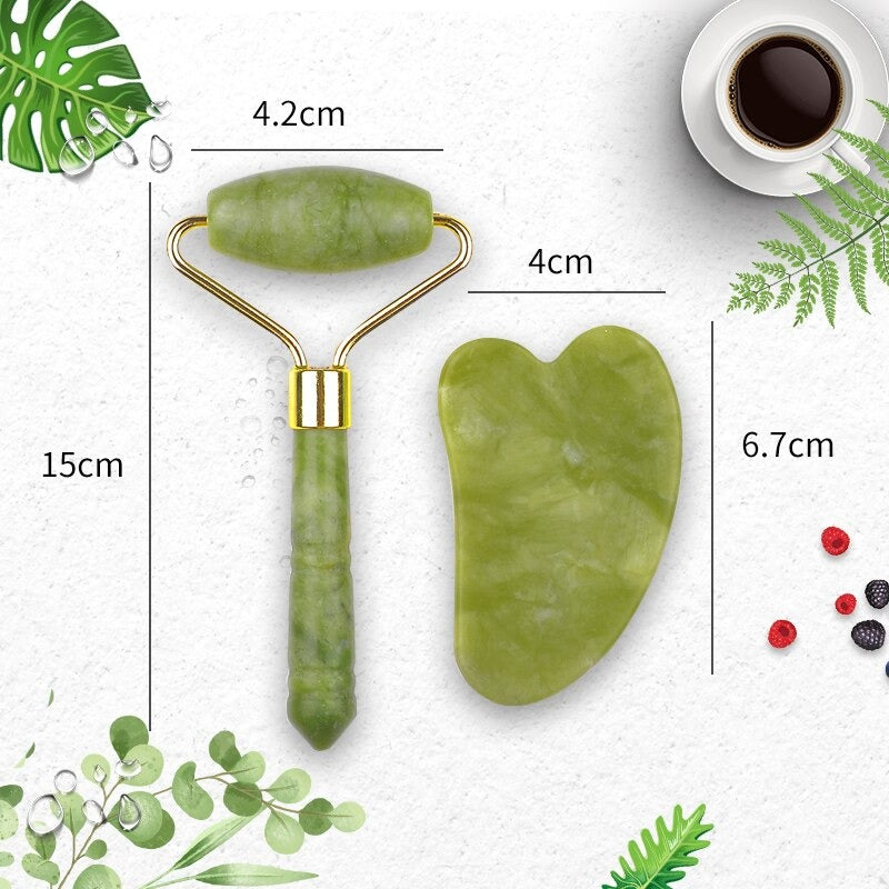 Gesichts Wellness - Jade Roller und Gua Sha Stein