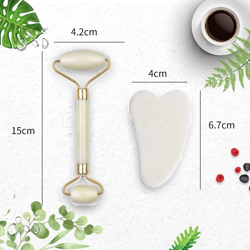 Gesichts Wellness - Jade Roller und Gua Sha Stein