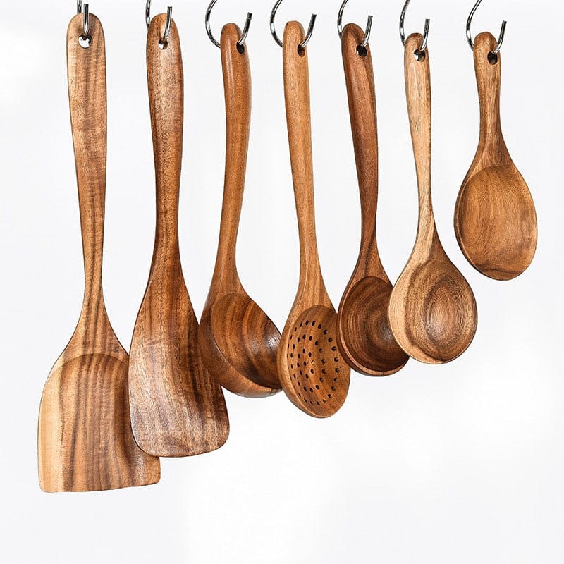 Natur Kochlöffel, Holzlöffel, Thailand Teak Kochlöffel, Speiselöffel, Löffel-Set