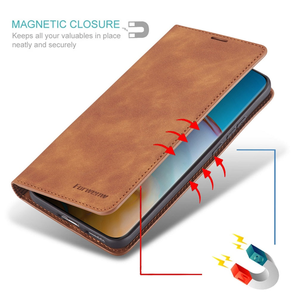 Premium Huawei Hülle: Magnetische Leder Tasche für stilvollen Schutz
