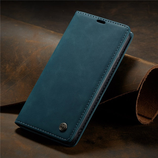 Luxury Flip Case iPhone, magnetische Wallet Hülle - iPhone blau