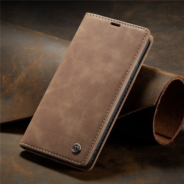 Luxury Flip Case iPhone, magnetische Wallet Hülle - iPhone braun