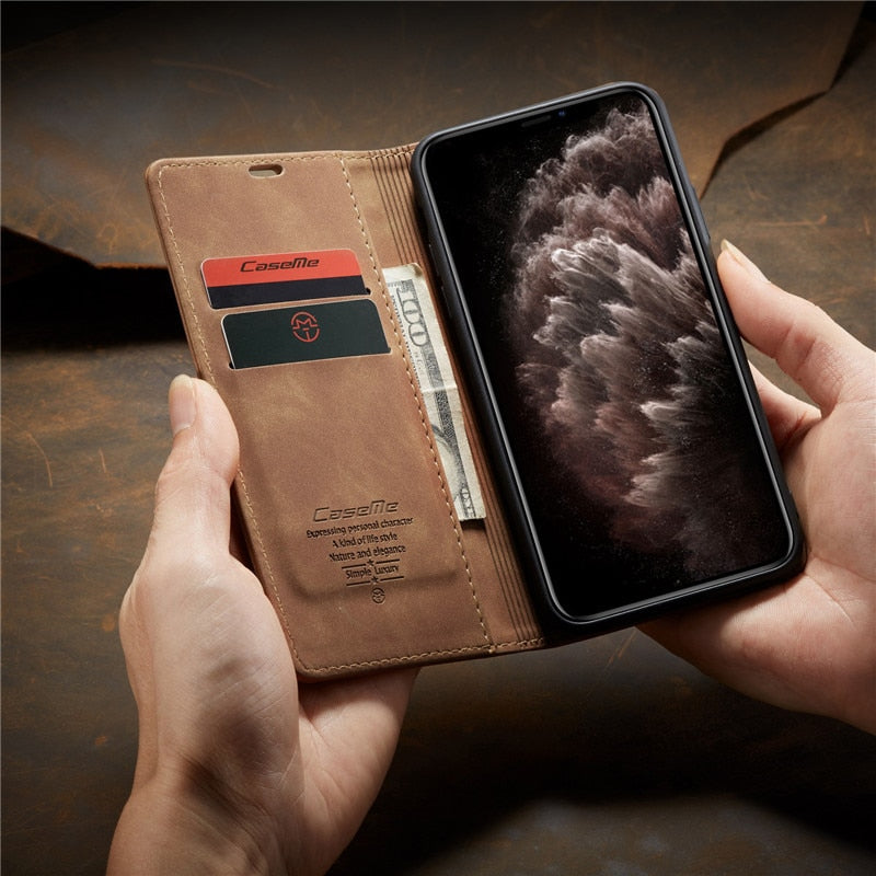 Luxury Flip Case iPhone, magnetische Wallet Hülle - iPhone