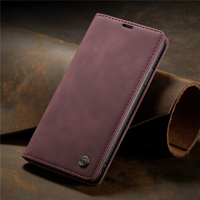 Luxury Flip Case iPhone, magnetische Wallet Hülle - iPhone rot