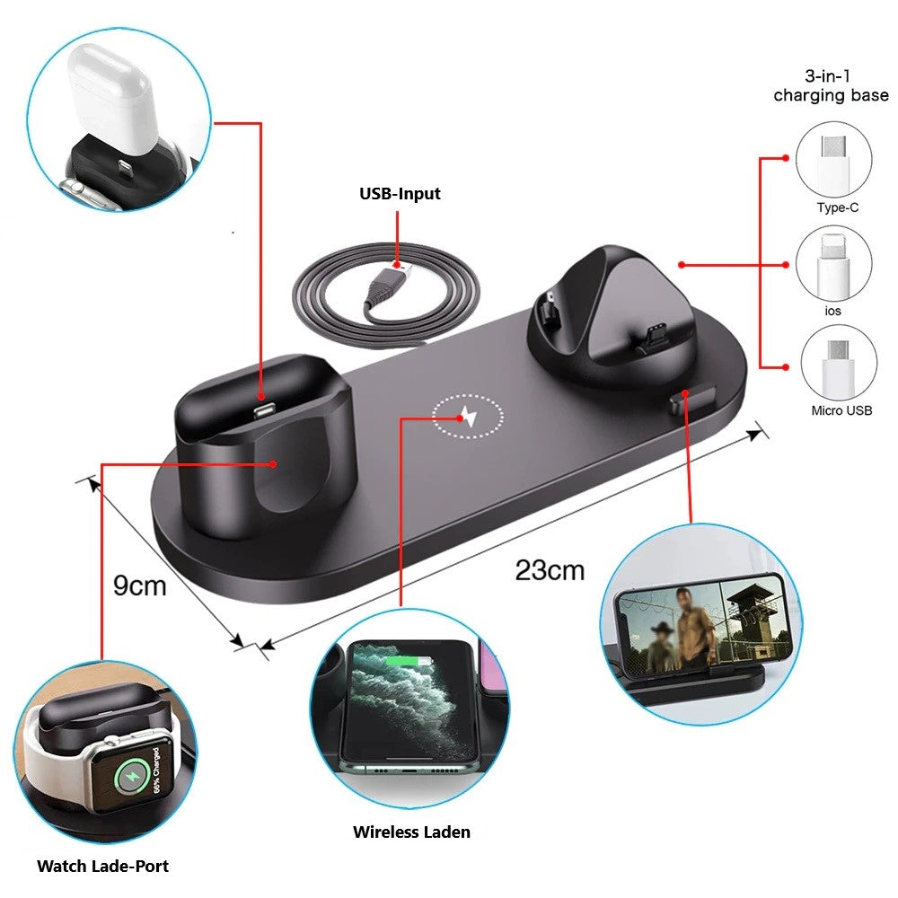 6 in 1 Wireless Schnell-Ladestation für Apple Geräte