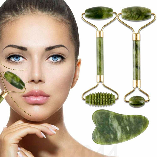 Gesichts Wellness - Jade Roller und Gua Sha Stein