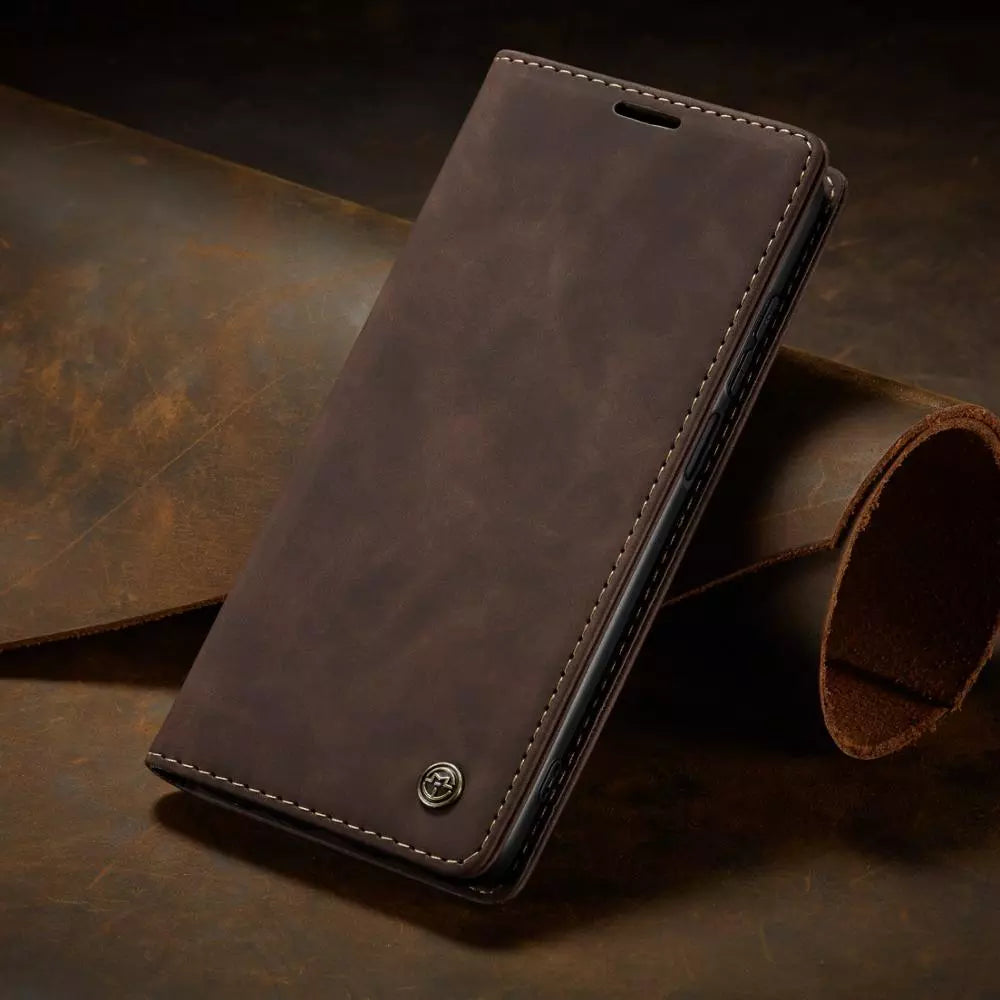 Magnetische Wallet Hülle für Samsung Galaxy A14/A53/A54/A73/S20Ultra/S20Plus/S20/S21Ultra/S21Plus/S21/S21FE/S22Ultra/S22Plus/S22/S23Ultra/S23Plus/S23/S24Plus/S4- Flip Case Coffee