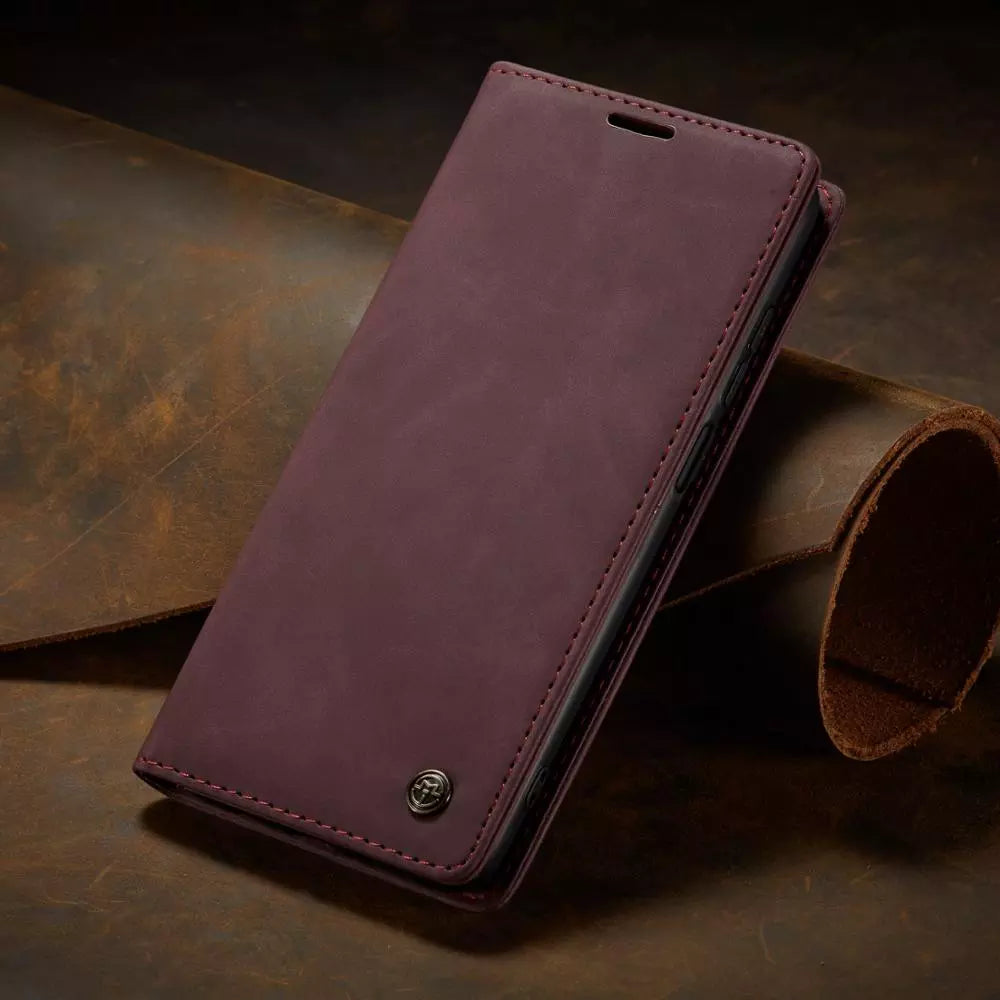 Magnetische Wallet Hülle für Samsung Galaxy A14/A53/A54/A73/S20Ultra/S20Plus/S20/S21Ultra/S21Plus/S21/S21FE/S22Ultra/S22Plus/S22/S23Ultra/S23Plus/S23/S24Plus/S4- Flip Case Rot