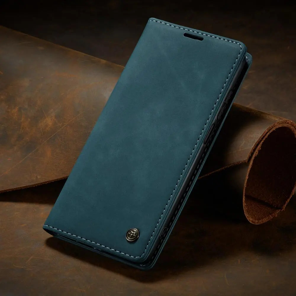 Magnetische Wallet Hülle für Samsung Galaxy A14/A53/A54/A73/S20Ultra/S20Plus/S20/S21Ultra/S21Plus/S21/S21FE/S22Ultra/S22Plus/S22/S23Ultra/S23Plus/S23/S24Plus/S4- Flip Case blau