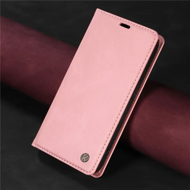 Magnetischer Leder Flip Case Huawei Huelle_pink