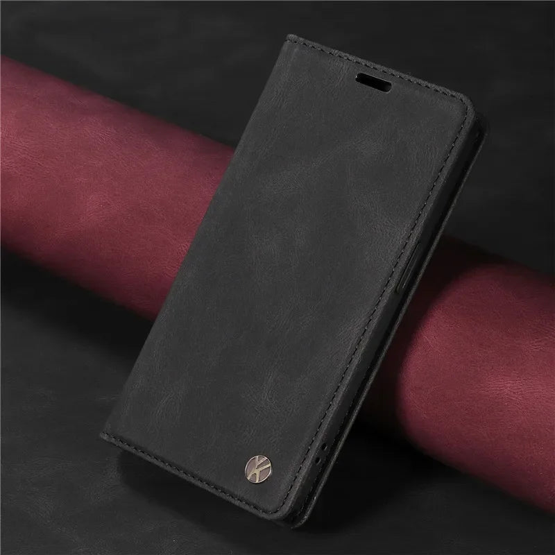 Magnetischer Leder Flip Case Huawei Huelle_schwarz