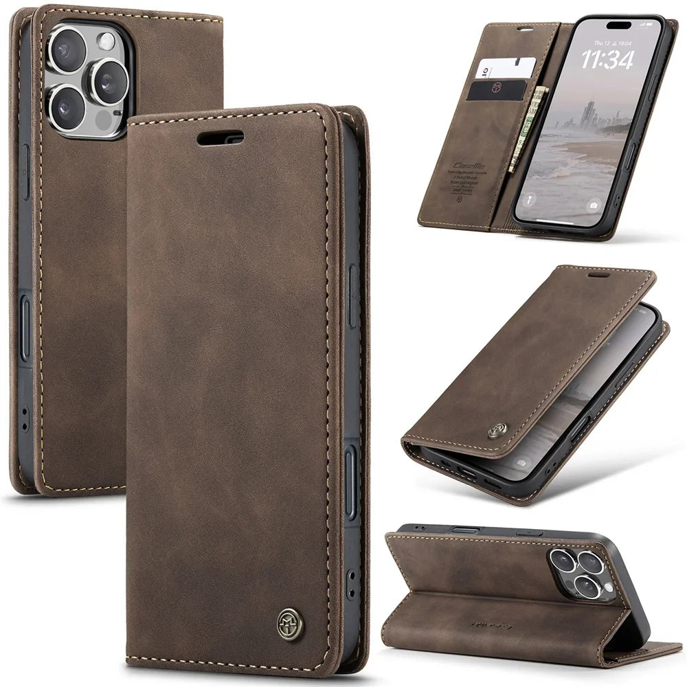 Luxury Flip Case iPhone, magnetische Wallet Hülle - iPhone 16 Series