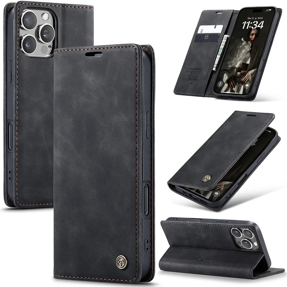 Luxury Flip Case iPhone, magnetische Wallet Hülle - iPhone 16 Series