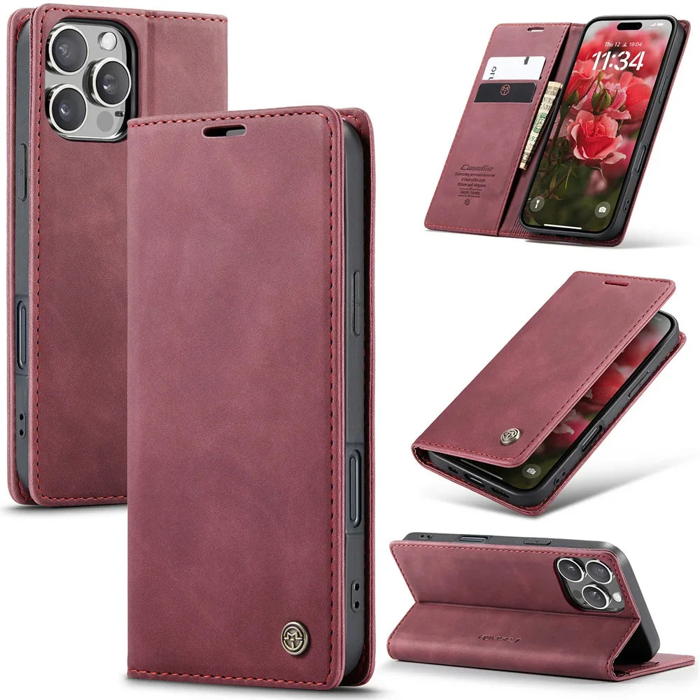 Luxury Flip Case iPhone, magnetische Wallet Hülle - iPhone 16 Series